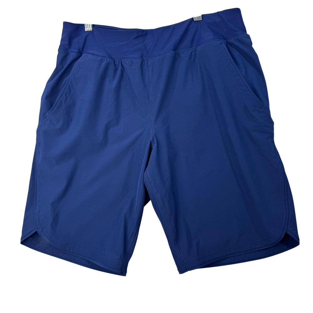 Lands End Board Shorts Women 12 Navy Blue Stretch Athletic Swim Sporty Bermuda